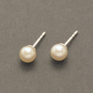 Perlenohrstecker weiß - weiße Zuchtperle - Silber - weiss