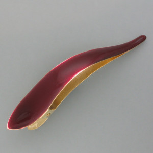 Haarclip rote Emaille klein - Messing