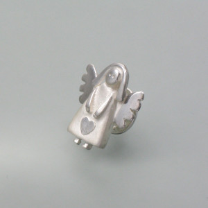 Pin Schutzengel - Silber - dezent - matt
