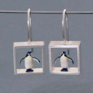 Ohrhänger Pinguin - Kunststoff - Silber