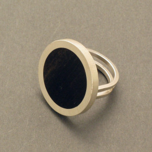 Ring Ebenholz rund - Silber - schwarz - aktuell - matt