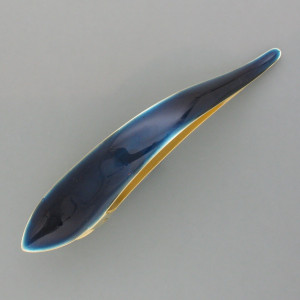 Haarclip blaue Emaille klein - Messing