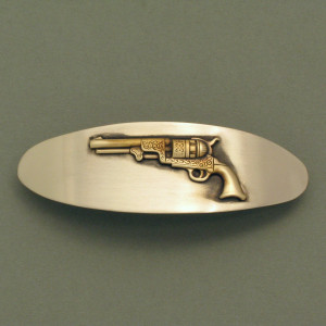 Haarspange Vintage Pistole - Neusilber - gold - dynamisch