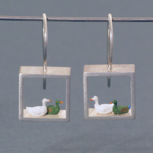 Ohrhänger Enten - Kunststoff - Silber