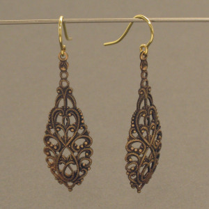 Ohrhänger Vintage, Tropfen - Messing - gold - elegant