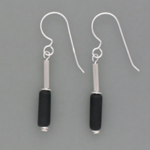 Ohrhänger Onyx Stäbchen Silber - schwarz - aktuell - matt