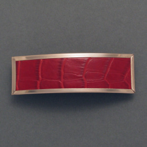 Haarspange Rotes Leder - silber - dezent - matt