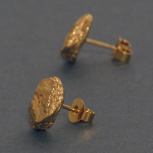 Ohrstecker Nugget, vergoldet, groß - goldplattiertes Silber - edel
