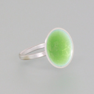 Ring Grüne Schale - Emaille - silber - aktuell - matt