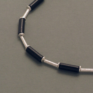 Onyx-Kette mit Silber - schwarz - dezent - eismattiert