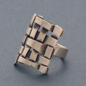 Ring Gitter, geschwärzt - Silber - ausgewogen - matt