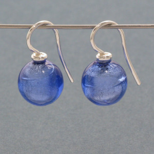 dunkelblaue Ohrhänger Muranoglas - Murano-Glas - dynamisch
