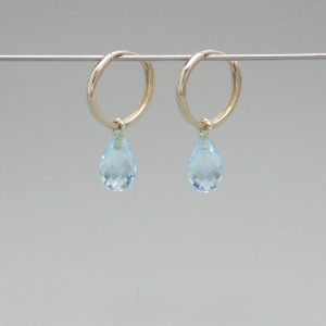 Blaue Topas-Tropfen plus Creolen - Gold - edel