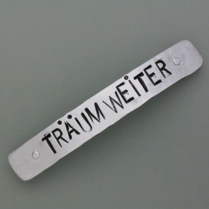 Haarspange "Träum weiter" - Neusilber - schwarz - jugendlich
