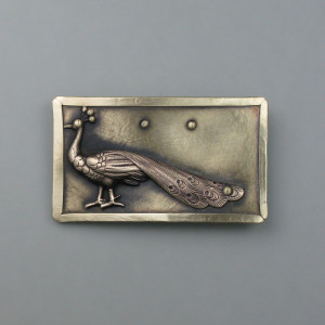 Brosche Pfau - Messing - gold