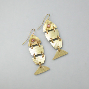Ohrhänger Fisch, Messing - gold