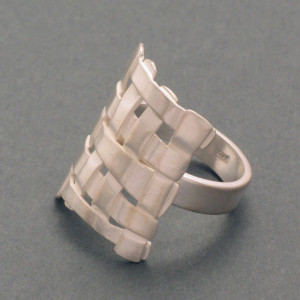 Ring Gitter, weiß gesiedet - Silber - ausgewogen - matt