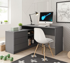 Universal skrivebord Teo med skap / grå