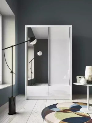 Billig garderobeskap 130 cm hvit Aria I