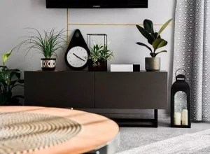 Hvit tv benk metallben Enjoy