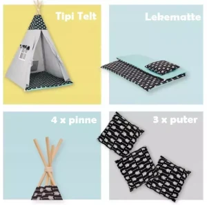 Tipi telt med lekematte grå TiniMini 3