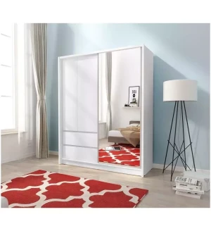Smalt garderobeskap 130 cm hvit Sara