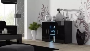 Svart skjenk med led SOHO S7