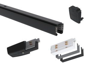 3m Black Global Trac Pro Suspended Lighting Track Kit (3 Circuit) (Length: 3 Metre, Finish: Black)