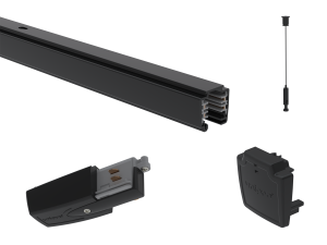 1m Black Global Trac Pro Suspended Lighting Track Kit (3 Circuit) (Length: 1 Metre, Finish: Black)