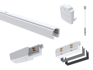 4m White Global Trac Pro Suspended Lighting Track System Kit (3 Circuit) (Length: 4 Metre, Finish: White)