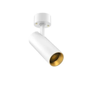 Tubular 60 Surface Mount Adjustable (Finish: White, Baffle Colour: Gold Baffle, Colour temp: 90CRI 3000K, Beam Angle: 24°, Accessories: Honeycomb, Dim