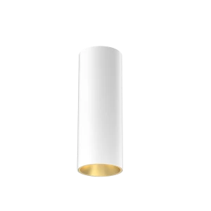Tubular 60 Surface Mount Fixed (Finish: White, Baffle Colour: Gold Baffle, Colour temp: 90CRI 2700K, Beam Angle: 50°, Accessories: Honeycomb, Dimming