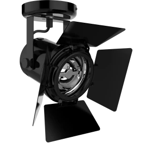 Pinspot Surface Mount (Finish: Black, Colour temp: 90CRI 2700K, Beam Angle: 40°, Accessories: Barndoors, Dimming Type: Mains Dimmable) (Finish: Black,