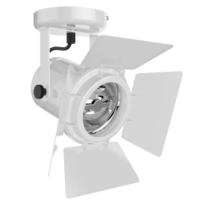 Pinspot Surface Mount (Finish: White, Colour temp: 90CRI 2700K, Beam Angle: 8°, Accessories: Barndoors, Dimming Type: Mains Dimmable) (Finish: White,