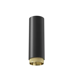 Tubular Snoot 60 Surface Mount Fixed (Finish: Black, Snoot Colour: Gold Snoot, Colour temp: 90CRI 3000K, Beam Angle: 36°, Accessories: Honeycomb, Dimm