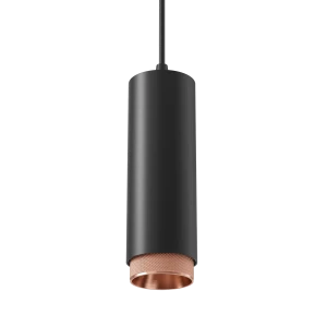 Tubular 60 Pendant (Finish: Black, Snoot Colour: Copper Snoot, Colour Temp.: 90CRI 3000K, Beam Angle: 50°, Dimming Type: Mains Dimmable, Accessories: