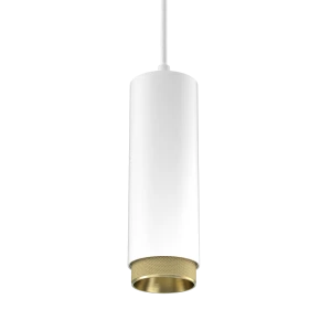 Tubular Snoot 60 Besa Plate Pendant (Finish: White, Snoot Colour: Gold Snoot, Colour Temp.: 90CRI 3000K, Beam Angle: 24°) (Finish: White, Snoot Colour