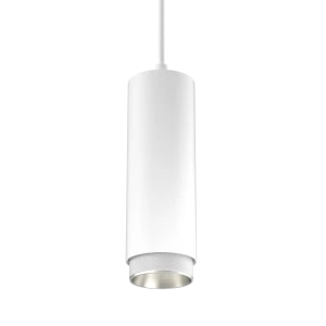 Tubular Snoot 60 Track Mounted Pendant (Finish: White, Snoot Colour: Steel Snoot, Wattage: 13W, Colour Temp.: 90CRI 3000K, Beam Angle: 24°, Dimming Ty