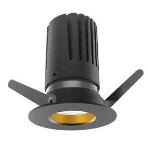 View 50 Fixed Downlight (Finish: Black, Baffle Colour: Gold Baffle, Wattage: 9W, Colour Temp.: 90CRI 2700K, Beam Angle: 15°, Dimming Type: Mains Dimma