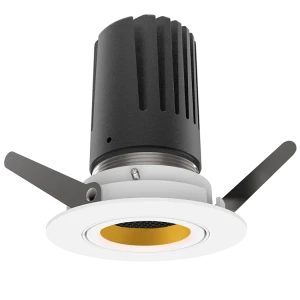 View 50 Adjustable Downlight (Finish: White, Baffle Colour: Gold Baffle, Wattage: 9W, Colour Temp.: 90CRI 3000K, Beam Angle: 40°, Dimming Type: Mains