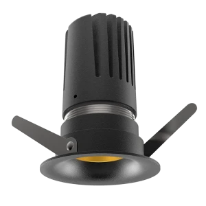 View 50 Scoop Downlight (Finish: Black, Baffle Colour: Gold Baffle, Wattage: 9W, Colour Temp.: 90CRI 4000K, Beam Angle: 15°, Dimming Type: Mains Dimma
