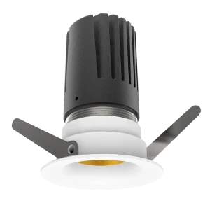 View 50 Scoop Downlight (Finish: White, Baffle Colour: Gold Baffle, Wattage: 9W, Colour Temp.: 90CRI 4000K, Beam Angle: 15°, Dimming Type: Mains Dimma