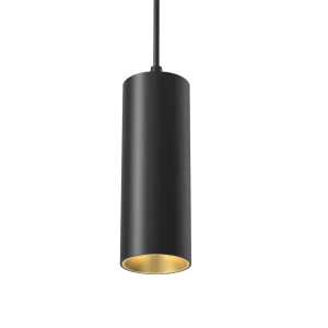 Track Mounted Tubular 60 Pendant Fixed (Finish: Black, Baffle Colour: Gold Baffle, Wattage: 13W, Colour Temp.: 90CRI 2700K, Beam Angle: 36°, Dimming T