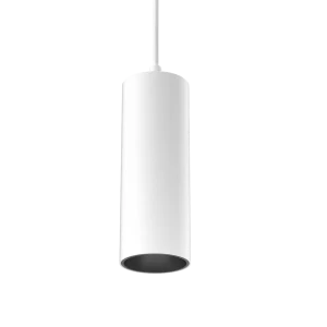 Tubular 60 Pendant Fixed Besa Plate (Finish: White, Baffle Colour: Black Baffle, Colour Temp.: 90CRI 3000K, Beam Angle: 24°) (Finish: White, Baffle Co