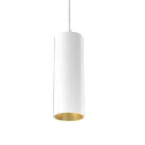 Tubular 60 Pendant Fixed (Finish: White, Baffle Colour: Gold Baffle, Colour Temp.: 90CRI 3000K, Beam Angle: 36°, Dimming Type: Mains Dimmable, Accesso