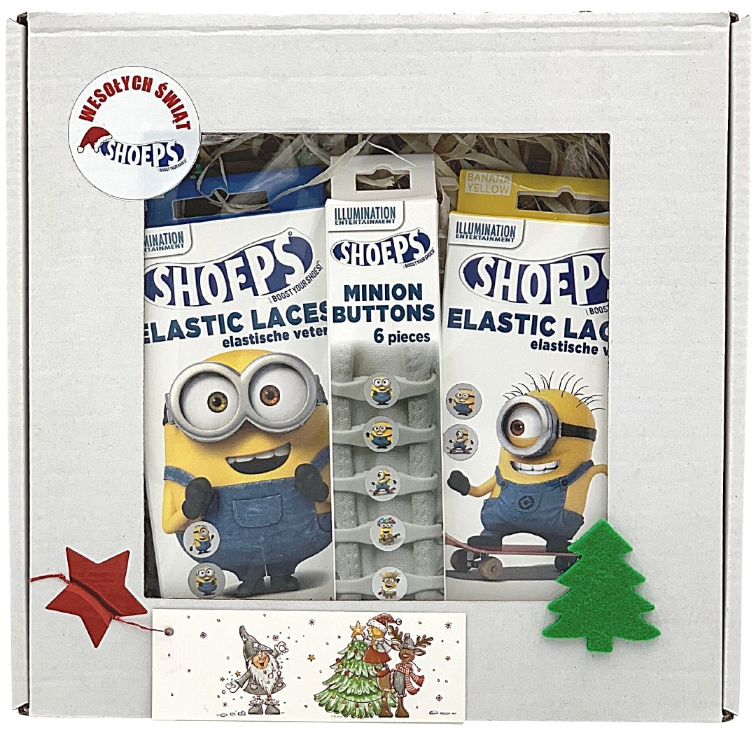 Shoeps Minionki Dwupak Blue+Yellow Special Edition Świąteczny Zestaw Silikonowe sznurówki Shoeps