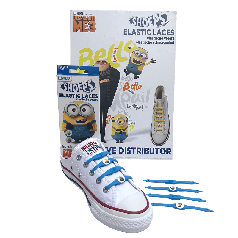 Shoeps Holenderskie Silikonowe Sznurówki Minionki Niebieskie Limitowana Edycja - 8 szt Silikonowe sznurówki Shoeps Minionki 8