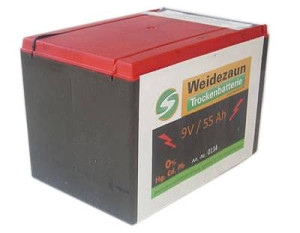 Weidezaun Trockenbatterie 9 Volt 55 Ah