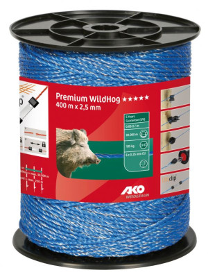 Weidezaunlitze Premium WildHog 2,5 mm 400 m, blau
