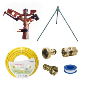 Rasenberegnungs-Set Teilkreisregner 3/4 Zoll, 25 m Schlauch